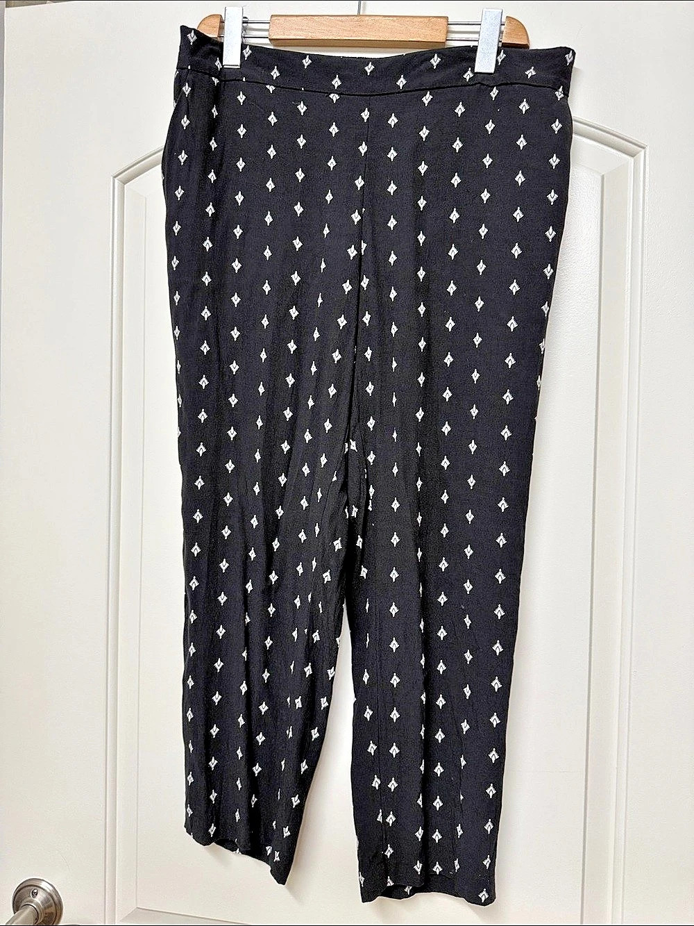 LOFT Wide Leg Pants in Black & White Size Large
